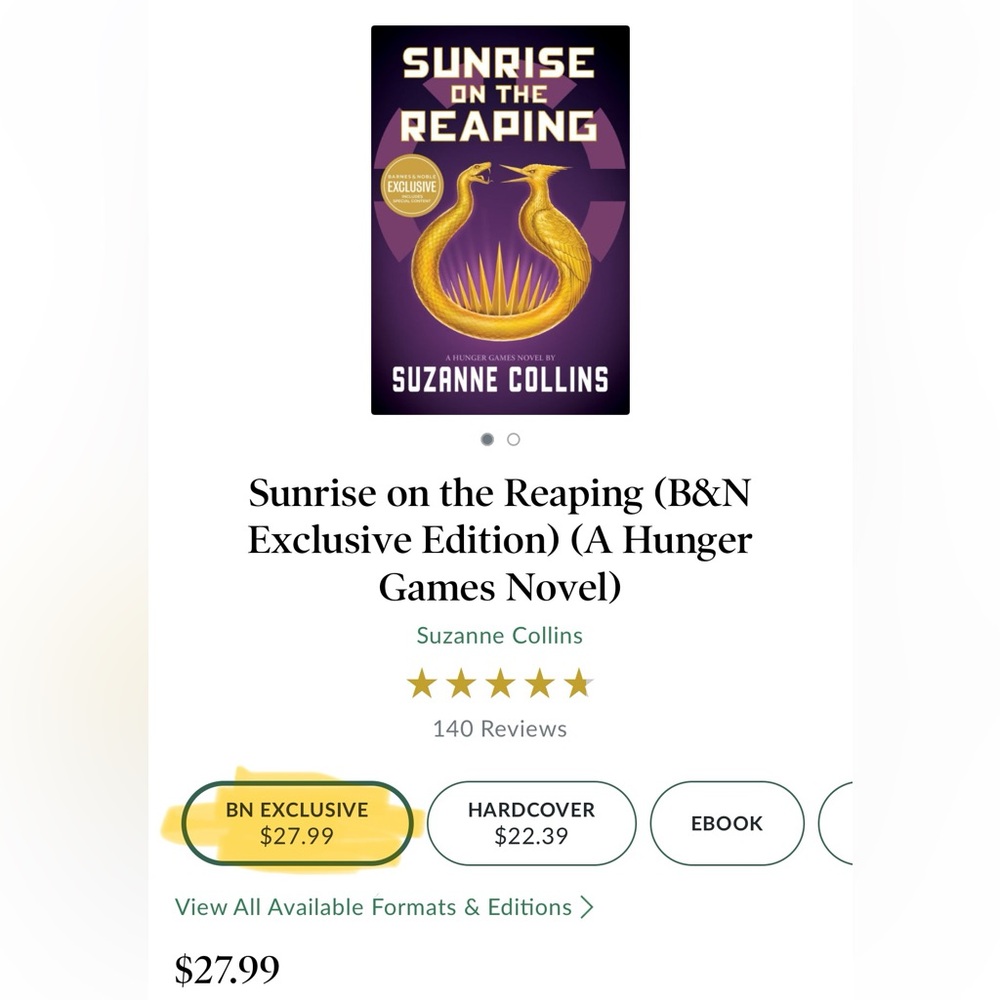 Sunrise on the Reaping B&N Exclusive Edition